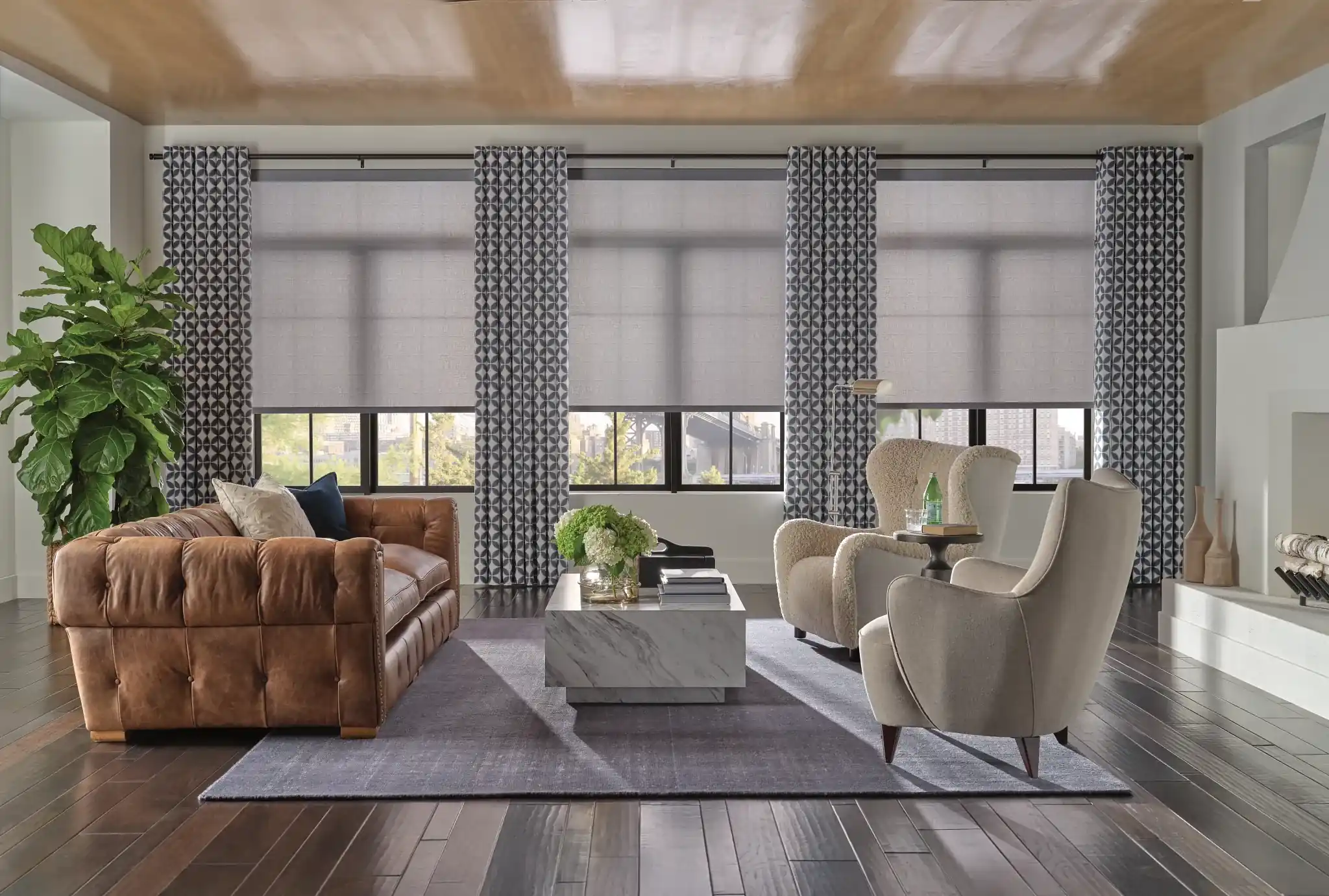 window with stylish window covering