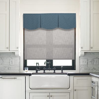 Box pleat valance over roller shade