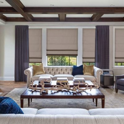 Color Lux soft roman shades and side panels